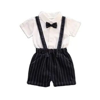 Комплект летни детски блузи MIMITZ, мъжки къси панталони на подтяжках за бебета, облекло за деца, дрехи за рожден ден, 1 седмица от рода на