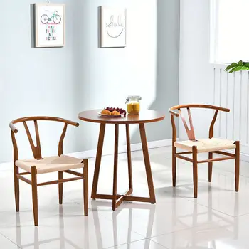 Комплект от 2 теми, Трапезни столове от масивно дърво с кабел, търговски Кът столове от бял восък дърво, Хотелски столове с кабел