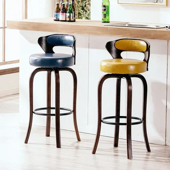 Луксозен Ретро бар стол, Скандинавски Модерен Дизайнерски Дървен стол за партита, Ресторанная козметика, мебели за кафе Cadeira Alta MZY