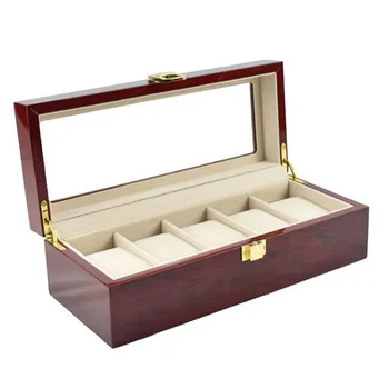 Луксозна Дървена кутия за часовници 2/3/5/6/10/12 на масата със стъклен люк За съхранение на събиране на битови дървени часа
