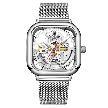 Луксозни Мъжки часовник-скелет Шанхай Diamond Автоматичен часовник с квадратна устната 40 мм Механични ръчни часовници Топового марка 1939 г.