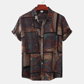 Лятно хавайско реколта риза 2024 година за мъже с къс ръкав и принтом, свободна дишащи дрехи оверсайз луксозни Y2k от Camisa Dazn