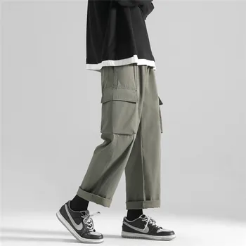 Маркови Висококачествени Мъжки Панталони са Модерни Стрейчевые Тънки Директни Сиви Памучни Класически Ежедневни Панталони Големи размери M-5XL Панталони-Cargo