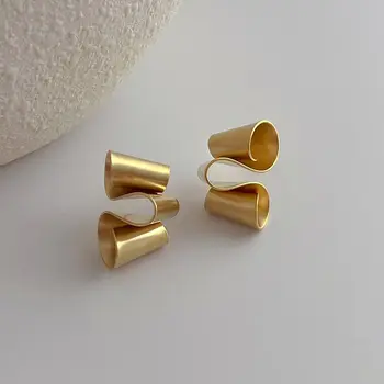 Мат обеци-карамфил Модни Метални обеци с неправилна форма златисто-цветове, модерни бижута, посребрени Универсални обеци За подарък