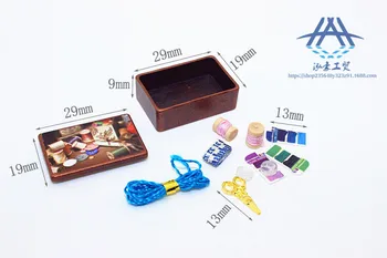 Мини-шевни кутия, имитирующая игла и конец, миниатюрни предмети за 1/6 1/12 куклена къща, играчки, моделът на мебели, аксесоари за кукла къща