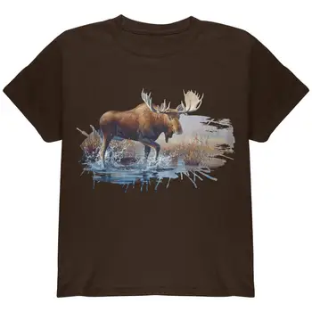 Младежка тениска Moose Crossing the River с дълъг ръкав