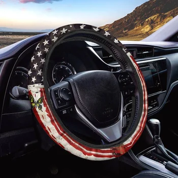 Модел на Американското Моющаяся Защита на Волана Патриотични Стилни Аксесоари за Автомобили САЩ Разтеглив Седалките На Волана на Автомобила