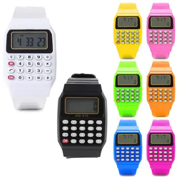 Модерен бебешки силиконови ръчен часовник с дата, многофункционален електронен калкулатор, часовник