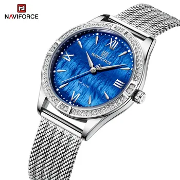 Модерен дамски часовник NAVIFORCE Луксозни Прости дамски кварцов часовник Качество Дамски Модни творчески часовници за жени