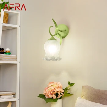 Модерен интериорен монтиран на стената лампа AFRA LED с креативен цветен дизайн, стенни лампи от зелено стъкло за дома прикроватной нощни шкафчета в спалнята