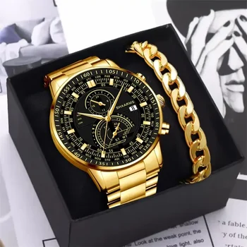 Модерен мъжки часовник от неръждаема стомана, луксозни кварцов часовник, Календар, светещи часовници, мъжки бизнес ежедневни часовници без кутия