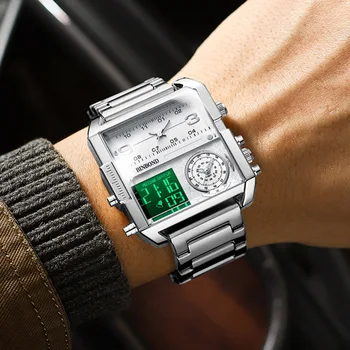 Модерни маркови мъжки бизнес кварцов часовник с голям циферблат и с три часови зони, водоустойчив ръчни часовници, мъжки спортни персонализирани ръчен часовник