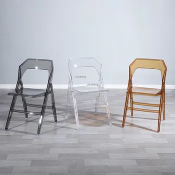 Модерни Трапезни Столове от прозрачна пластмаса, Скандинавски Стол с облегалка от акрил кристал, маса за Хранене, стол за домашно отдих, Кухненски Мебели
