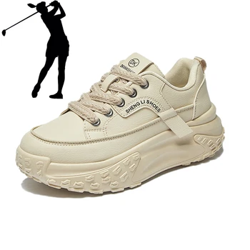 Модни дамски обувки за голф, универсална спортни обувки за фитнес, Дамски спортни обувки без бодли, Улични маратонки за бягане