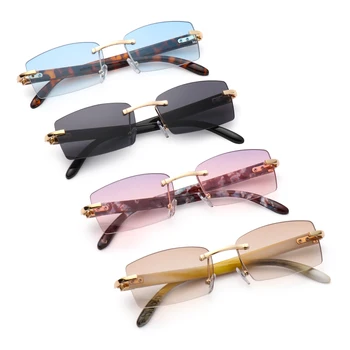 Модни Очила UV400 Градиентные Правоъгълни Слънчеви Очила Без Рамки За Шофиране Слънчеви Очила Модерен Нюанси на Пънк Слънчеви Очила