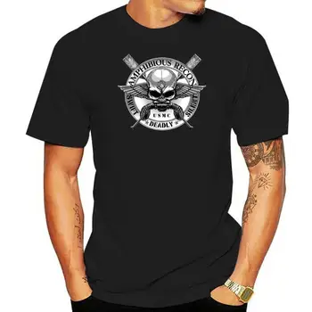 Модни памучен тениска с къс ръкав, военна мъжка тениска на морската пехота на USMC, лятна памучен тениска с кръгло деколте