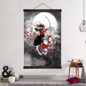 Монтиране на изкуството, платно, печат в рамка, живопис, плакати и щампи, стенни картини за декорация на хола, японската жена-войн-самурай