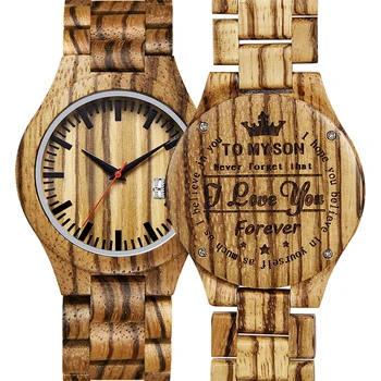 Моя Син Дървени Кварцови часовници за Мъже Сини Кожени Дървени Часовници, Мъжки Часовници От Естествен Сандалово дърво Орех Абанос Ръчен Часовник Bamboo Reloj