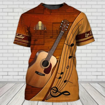 Музикалното Джаз тениска с 3D принтом Саксофон, китара, Кларинет, Мъжки t-shirt, Класически Музикални Инструменти, Къс Ръкав, Хип-Хоп, Поп-лято