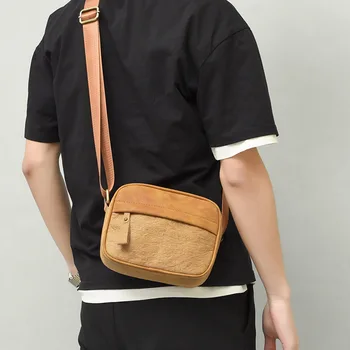 Мъжка чанта през рамо, реколта чанта-месинджър, модерен случайни тенденция, универсална водоустойчива хартиена чанта за телефона всеки ден, портмонета за пътуване до работа