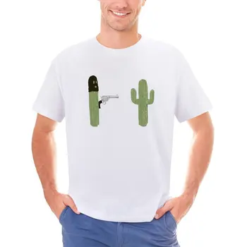Мъжки t-shirt Cactus Robbery with Gun, Тениски Harajuku, Забавни Плажни Тениски с Кактусом, Реколта Свободни Блузи от 100 Памук, Подарък