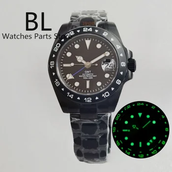 Мъжки автоматични механични часовници BLIGER Full Black GMT Watch 40 мм сапфировые водоустойчиви часовници е от неръждаема стомана Reloj Hombre