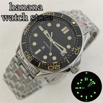Мъжки Автоматични механични часовници BLIGER 41 мм с 24 Скъпоценни камъни NH35A MIYOTA 8215 PT5000 Механизъм, Черен циферблат сапфир кристал, Светещи Пощенски код