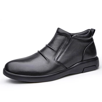 Мъжки обувки от естествена кожа, Удобни за Мъже Ботильоны, Топли зимни Обувки, Мъжки Зимни Обувки В бизнес стил, Botas hombre, Големи размери 47