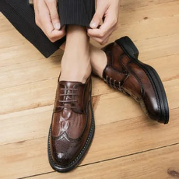 Мъжки обувки Пролет в британска ежедневни обувки за татко, бизнес официалната облекла, булчински обувки, мъжки кожени обувки с мека подметка, мъжки обувки за млади хора