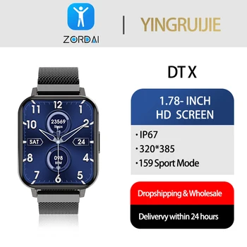 Мъжки смарт часовници DTX със защита от влага Ip67, напомняне съобщения, фитнес сензорни умен часовник Relogio за Samsung Xiaomi Android 4 2023