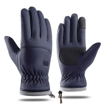 Мъжки топли ръкавици, зимни ветроупорен нескользящие спортни ръкавици за колоездене, улични ръкавици за сензорен екран за целия пръст
