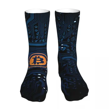 Мъжки чорапи за колоездене с биткойнами, БТК, криптомонетами, памучни компресия дамски чорапи