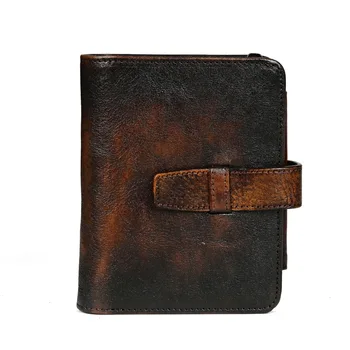 Нов прием на мъжки кратък портфейл от естествена кожа, винтажного портфейл от телешка кожа