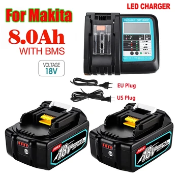 НОВ С Led Зарядно Устройство Литиево-йонна Батерия 18 V 6000 mAh за Makita 18v Батерия 6Ah BL1840 BL1850 BL1830 BL1860 LXT400