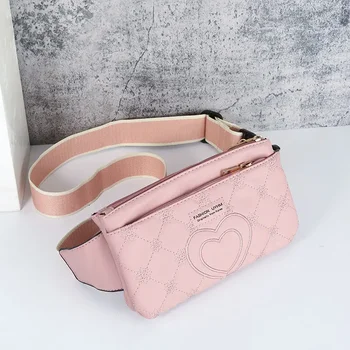 Нова поясная чанта дамски висококачествена бродерия на корейската мода малка чанта за спорт на открито поясная чанта с голям капацитет през рамо