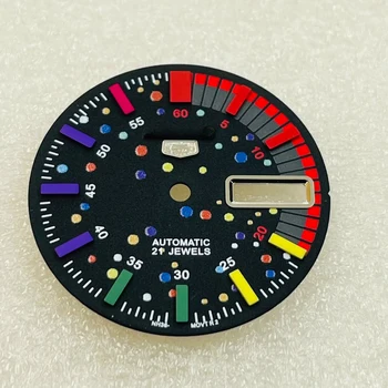 Нова цветна родословни 28,5 мм, аксесоари за часовници, двойна буква дата, не са свети, е подходящ механизъм за NH36
