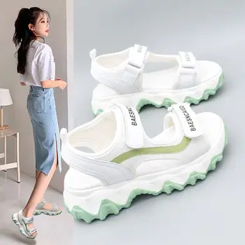 Нови летни дамски спортни сандали Корейската версия на Обувки на дебелото платформа Ежедневни обувки Женски улични плажни спортни сандали Mujer