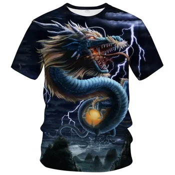 Нови летни мъжки тениски с интересен графичен дизайн, индивидуалност, ежедневни тениски с китайски дракон, моден тренд, градинска дрехи с 3D-принтом, тениски
