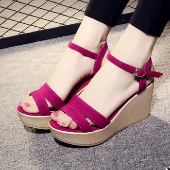 Нови модни дамски сандали с дебела подметка 2023, нови летни сандали на ток от 8 см, платформа голям размер