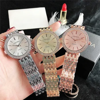 Нови модни луксозни дамски часовници за жени елит на марката Relogio Feminino с римски цифри от неръждаема стомана