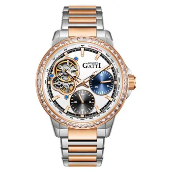 Нови мъжки часовник от неръждаема стомана, бизнес, сапфирен кристал механизъм за самостоятелно ликвидация, Механични часовници за мъже, водоустойчиви часовници за мъже