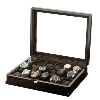 Нови подаръчни кутии за часовници, часовници, изработени от въглеродни влакна, дървени витрини за часовници, калъф за очила с дрямка, Кафяви прозорец с дрямка, Органайзер за съхранение на бижута.