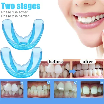 Ортодонтски скоби на 2 етапа, зъбни скоби, силикон симулатор за изравняване на зъбите, хонорар на зъбите, устата охрана, зъбни скоби, тава за зъби