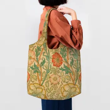 От William Morris Хранителни стоки торби за пазаруване, холщовые чанта през рамо, по-голямата голям моющаяся чанта с флорални текстил модел