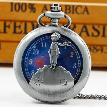 Популярни Класически кристални джобен часовник с брелоком Planet Blue, бронзови часове на веригата, джобни часовници за мъже и жени-фенове