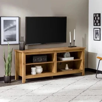 Поставка за телевизор Wren Classic 4 Cubby за телевизори с размер на екрана до 65 см, 58 см, Barnwood Modern Tv Stand