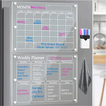 Прозрачна Акрилна Магнитна Дъска-календар за Планиране на График, Магнит за Хладилник, Дъска за сухо Изтриване, Планер обяви за къщи, училища, Офис