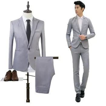 Пролетно-есенен модерен бизнес мъжки ежедневни обикновен костюм, оборудвана комплект от две части за булката