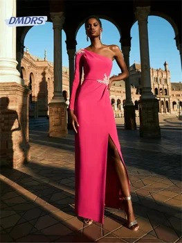 Просто Вечерна рокля С аппликацией под формата на 3D Цвете, Елегантен Коктейл Рокля с Едно рамо, Класически Vestidos De Новия