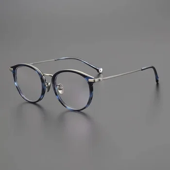 Ретро рамки за очила Дамски сверхлегкая титановая ацетатная оптични рамки за очила мъжки луксозни маркови слънчеви очила Ретро късогледство prescripti